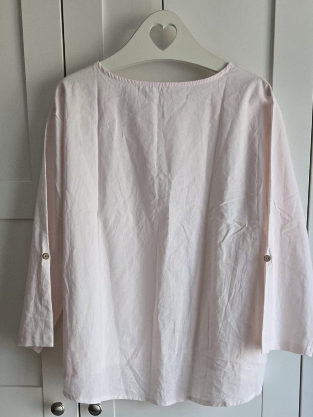 Pale Pink 100% Linen High Low Tunic Top Button Detail PTP24 - Picture 9 of 9